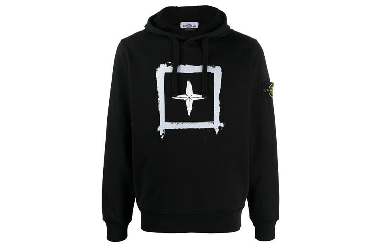 

Толстовка мужская Stone Island с принтом, черный / белый