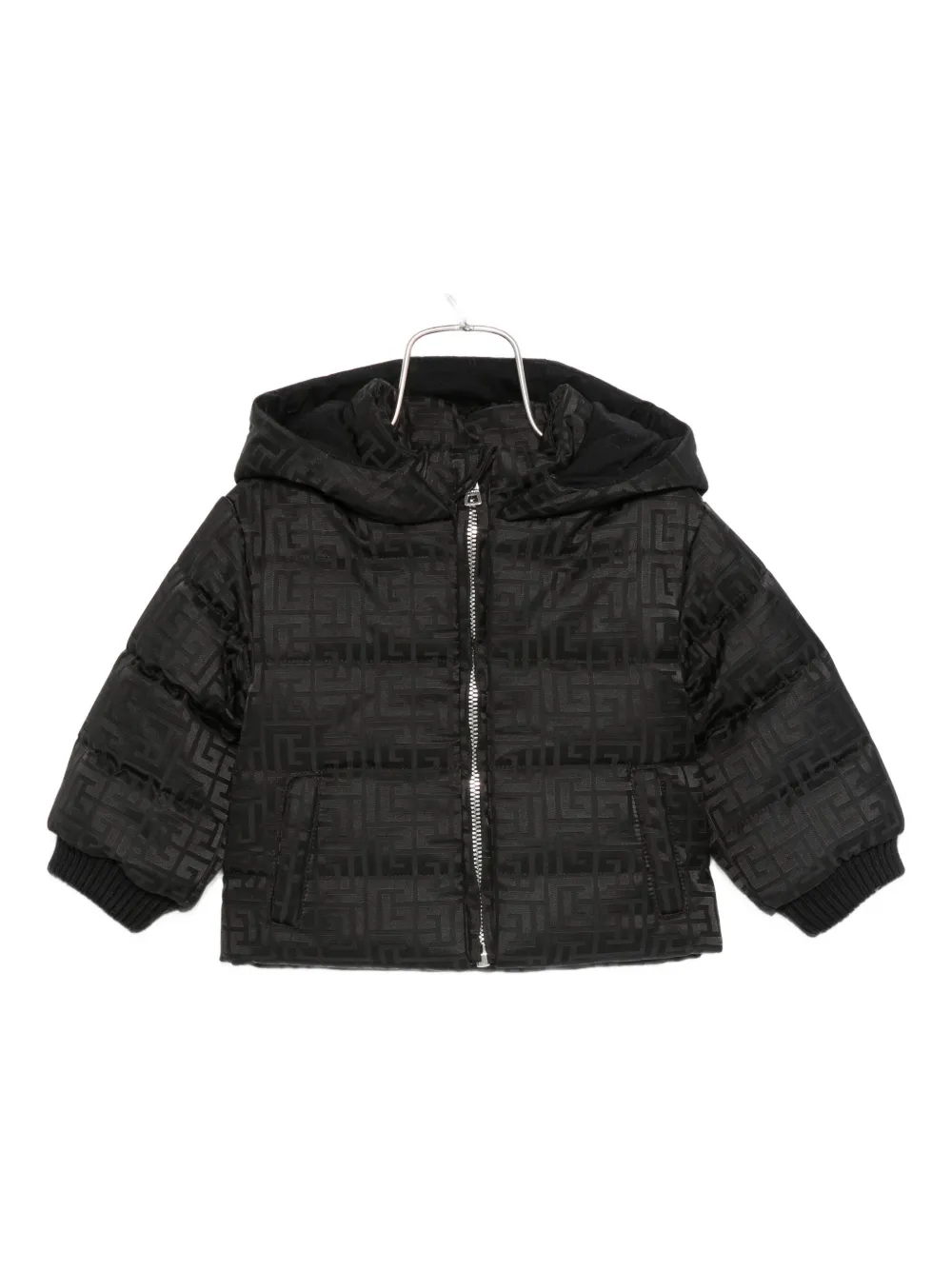 

Стеганая куртка с капюшоном Balmain Kids, черный