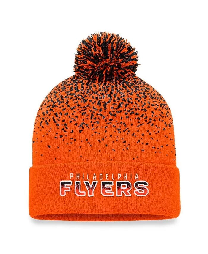 

Мужская оранжевая вязаная шапка Philadelphia Flyers Iconic с градиентными манжетами и помпоном Fanatics