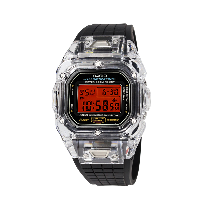 

CASIO Ретрофит серия электронный механизм ремешок из смолы часы унисекс красный циферблат, Прозрачный, CASIO Ретрофит серия электронный механизм ремешок из смолы часы унисекс красный циферблат