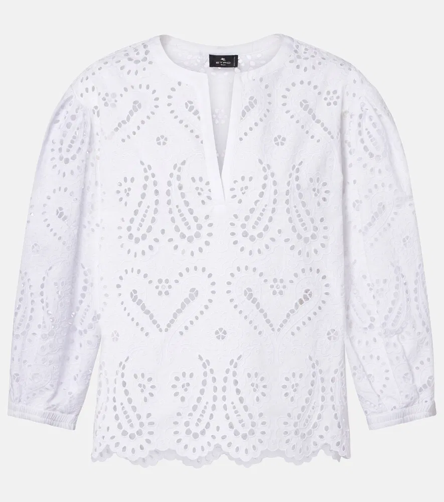 Топ из смесовой хлопковой ткани Etro, белый