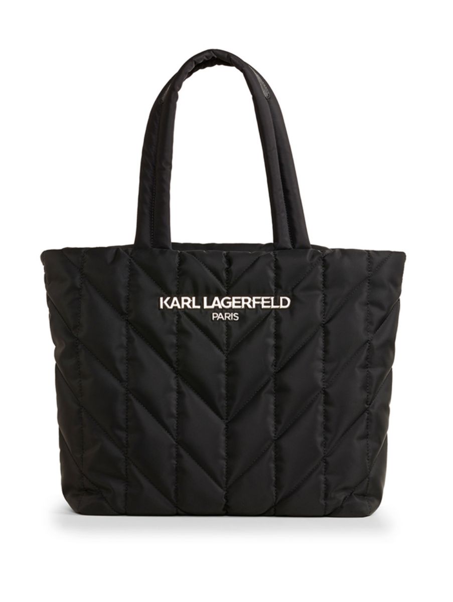 

Стеганая нейлоновая сумка-тоут Voyage Karl Lagerfeld Paris, цвет Black Gunmetal