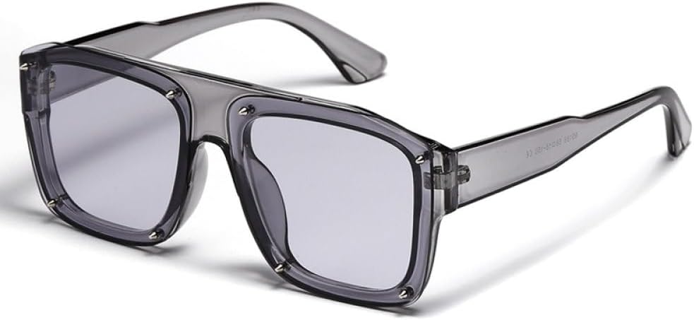 

Модные солнцезащитные очки для мужчин, большие, в стиле панк, черные, солнцезащитные очки для женщин, винтажные, с заклепками (красно-серые, один размер) LXLHWN, Cleargray