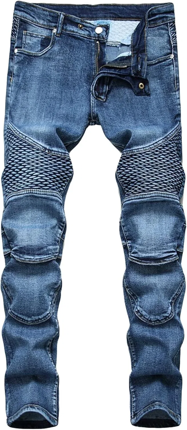 Джинсы мотобайкерские скинни Men's, Синие
