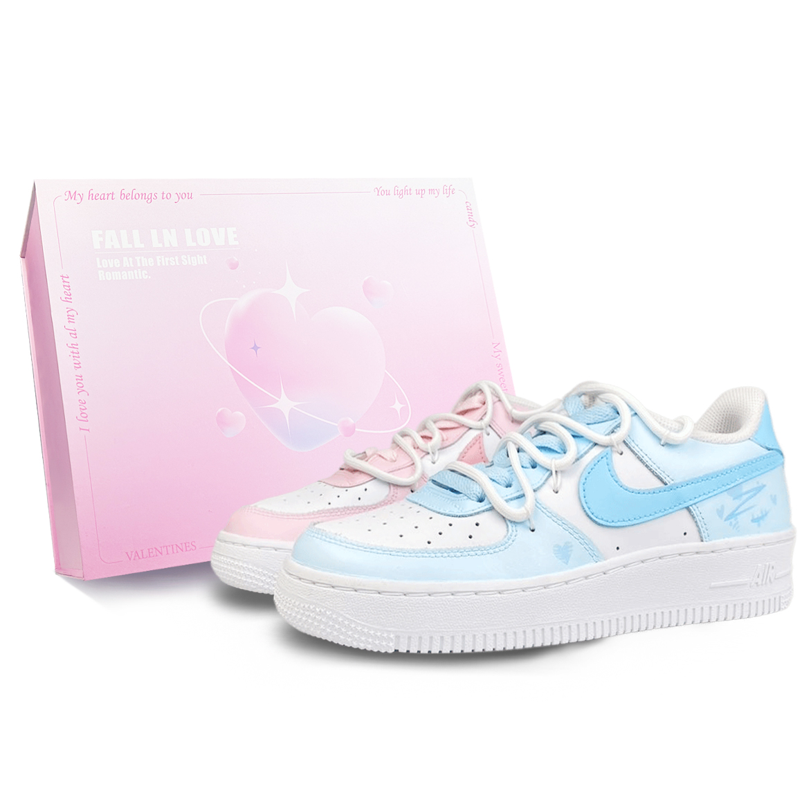 

Nike Детские кроссовки для скейтбординга Air Force 1 с противоскользящей подошвой, износостойкие, синие, розовые, для подростков
