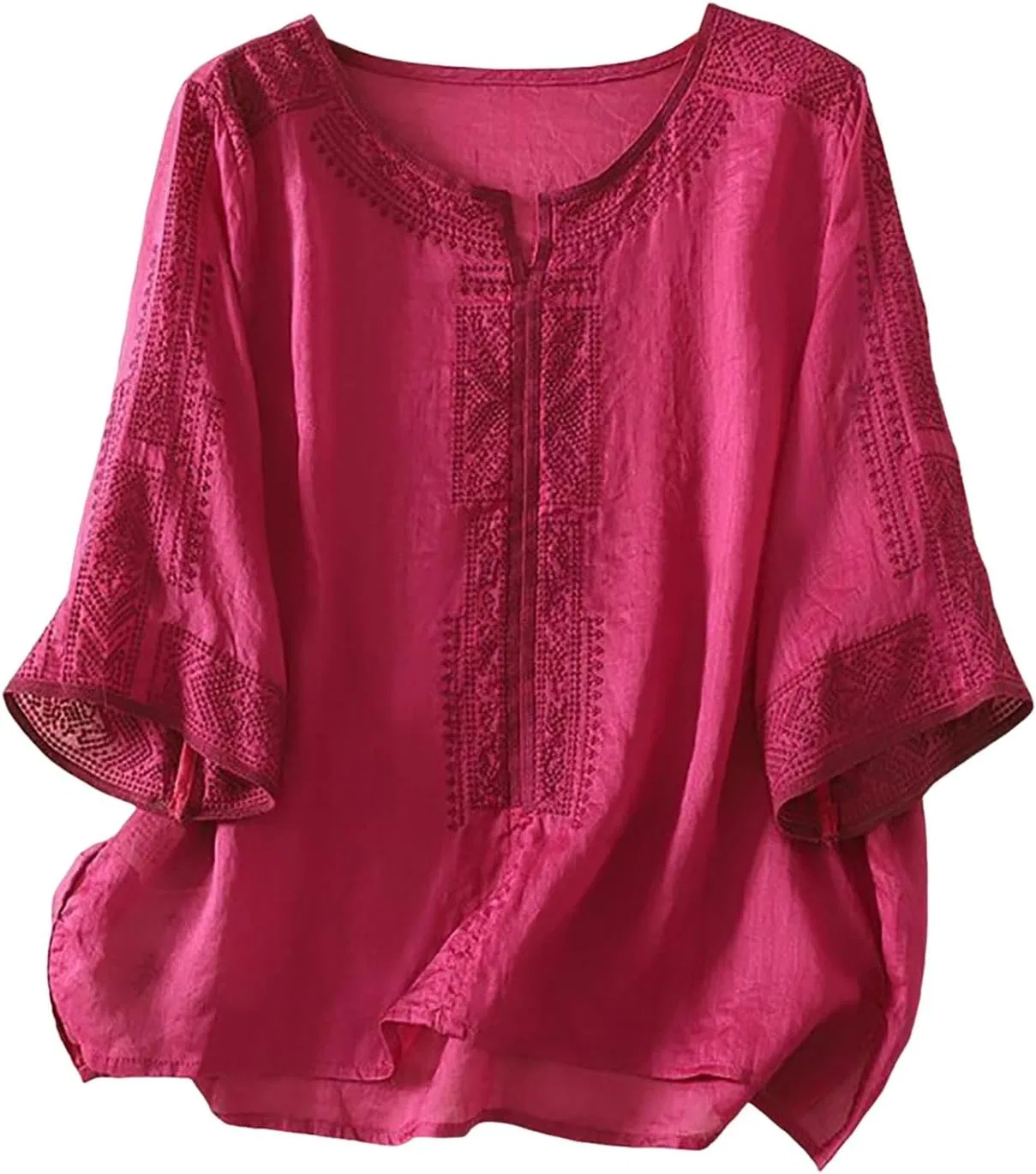 Женская рубашка из льна и хлопка, свободный крой Linen Shirts for Women, розовый