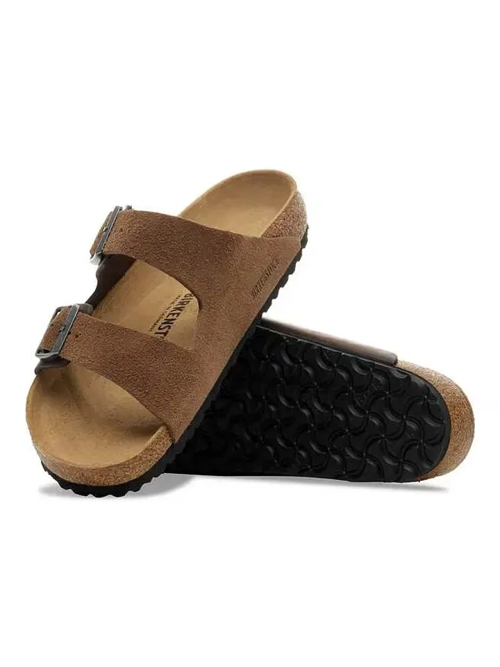 Домашние тапочки, кожаные, Birkenstock, коричневый — фото 4