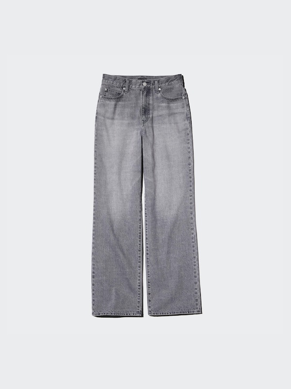 

Широкие прямые джинсы (длиннее) Uniqlo, серый