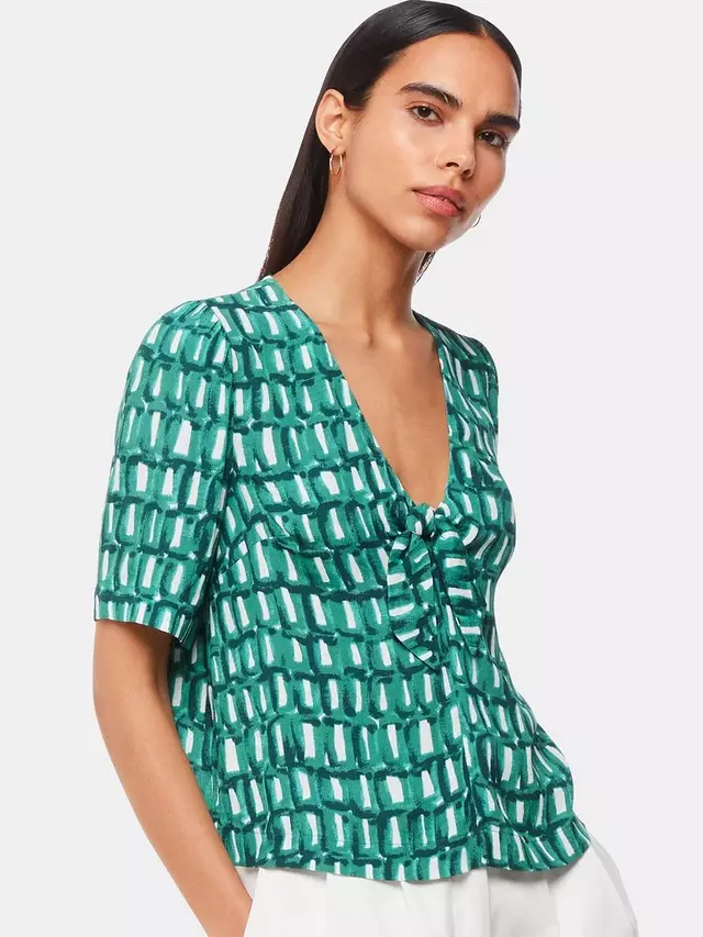

Топ Whistles Linked Smudge Print Tie-Front, цвет green/multi