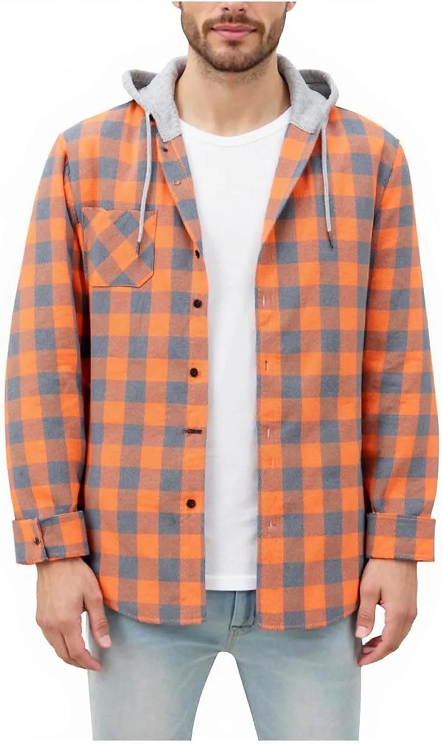 

Мужская толстовка-рубашка с кнопками, тартан, легкая