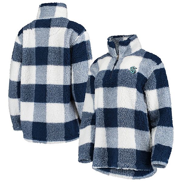 

Женская куртка-полузип 4her by carl banks deep sea blue/white seattle kraken plaid sherpa G-Iii