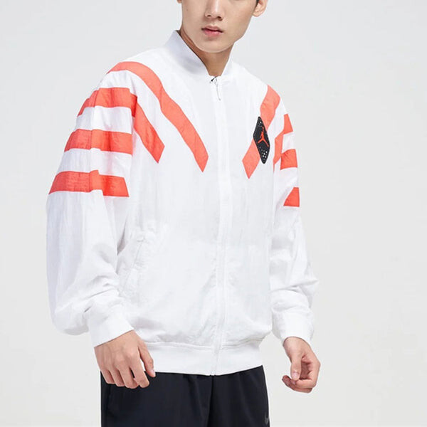 Куртка Air Jordan Srt Lgc Nylon Jacket Stripe Zipper Jacket 'White Red', белый — фото 4