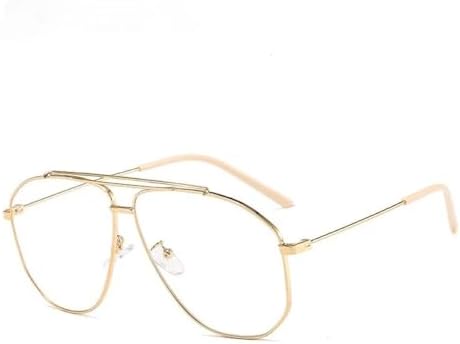 

Квадратные многоугольные солнцезащитные очки из сплава для мужчин, модные солнцезащитные очки для женщин, ретро-очки, розовые, прозрачные, большого размера MTZJH, Gold Clear