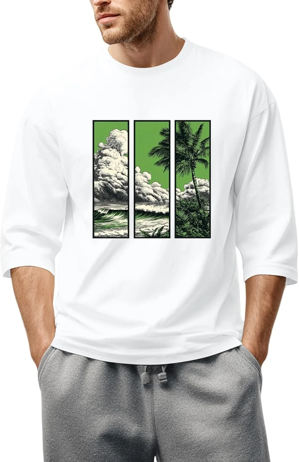 

WENKOMG1 мужская футболка с принтом, 3/4 рукава, S-3XL