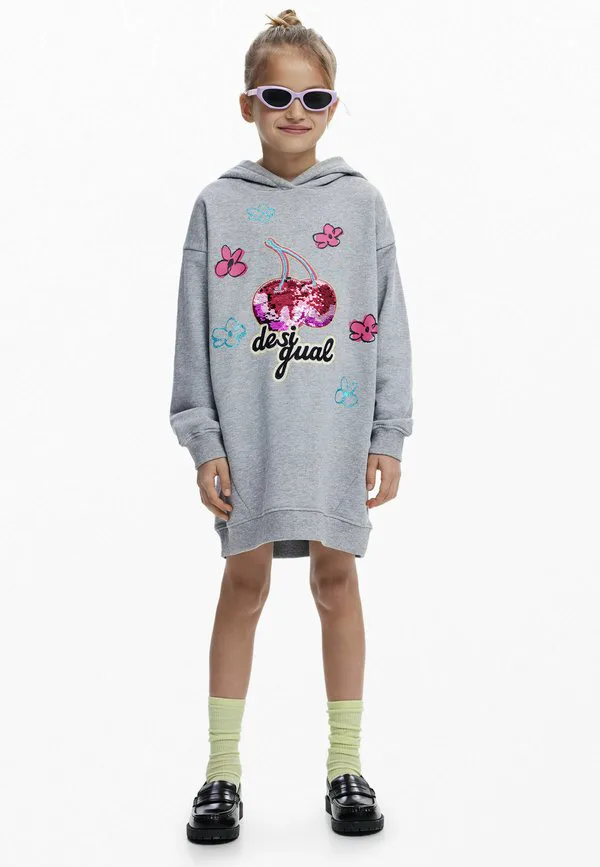 Платье с капюшоном вишневого цвета Desigual, Gray