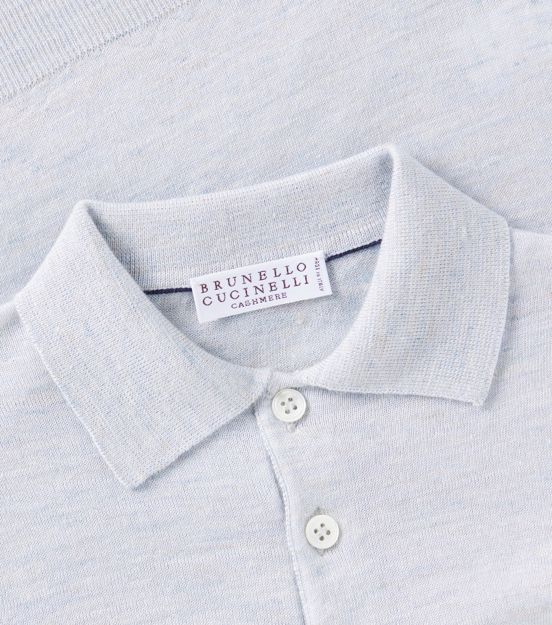 Свитер-поло из кашемира, шелка и льна Brunello Cucinelli Kids, Polvere — фото 2