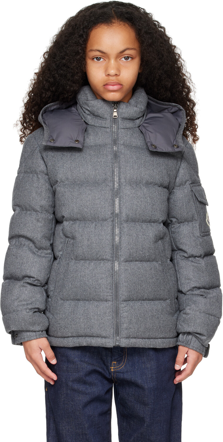 

Детская серая шерстяная куртка с капюшоном Montgenevre Moncler Enfant