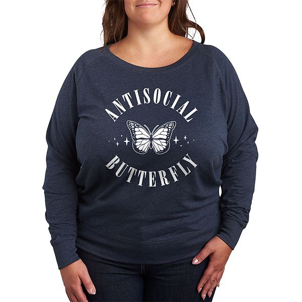 

Футболка с длинным рукавом French Terry Plus Size Antisocial Butterfly Licensed Character, Heather Indigo, Фиолетовый, Футболка с длинным рукавом French Terry Plus Size Antisocial Butterfly Licensed Character, Heather Indigo