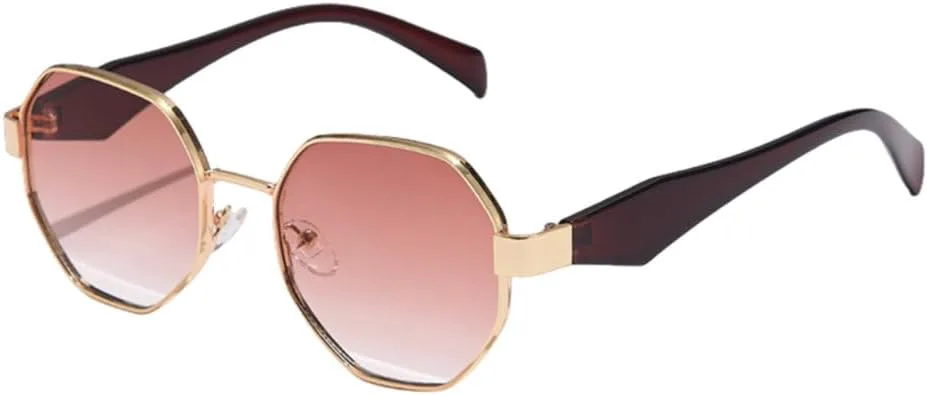 

Солнцезащитные очки Polygon Metal Sunglasses Women Vintage Frames для женщин, роскошные панк-очки, очки для вождения, защита от ультрафиолета UV400 TYUVIVO, One Size