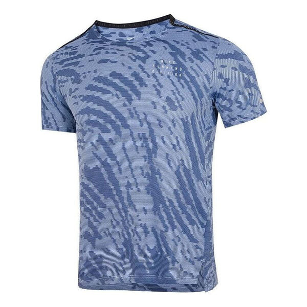 

Футболка Men's Nike SS22 Printing Round Neck Short Sleeve Light Sea Blue T-Shirt, синий