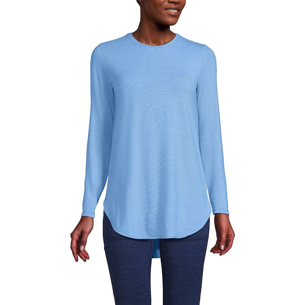 

Женская влагоотводящая туника с длинными рукавами Land End Lands' End, цвет Vista Blue Pinstripe