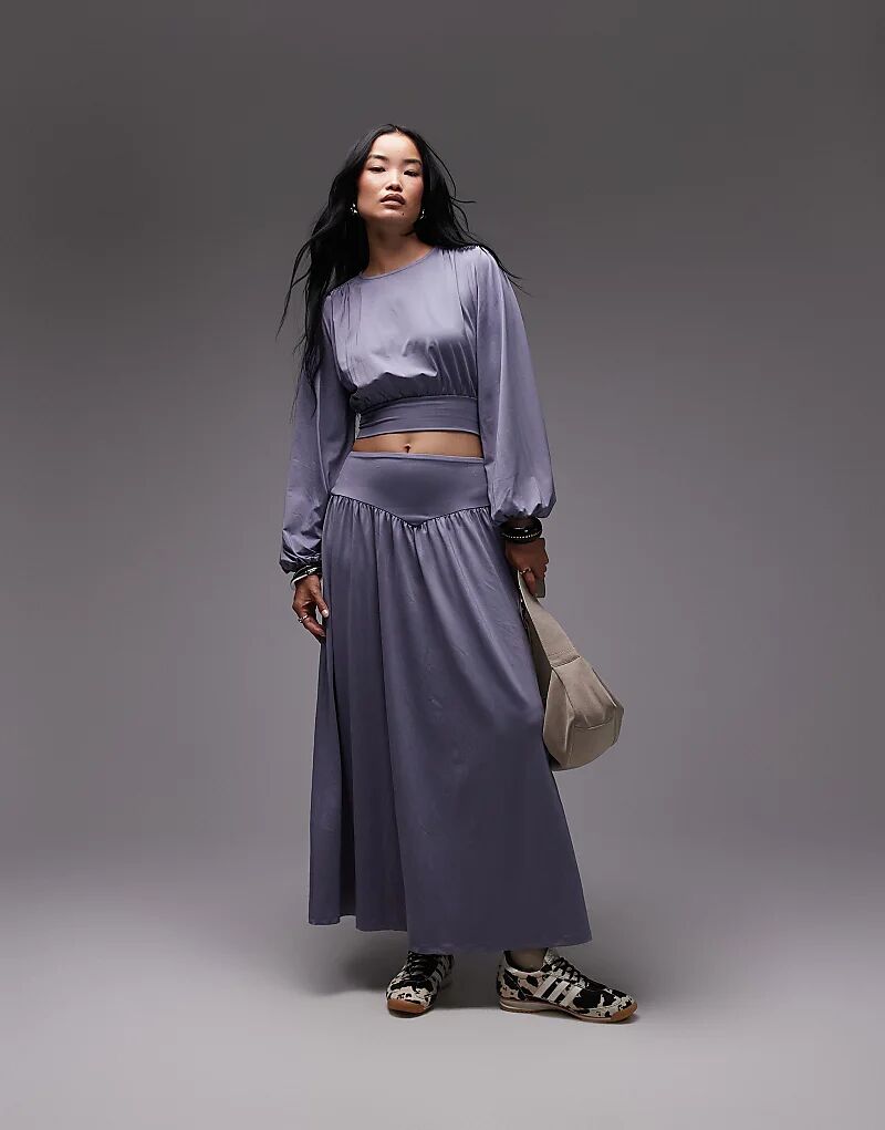 

Облегающая юбка с заниженной талией от ASOS DESIGN серого цвета