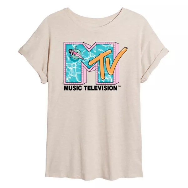 

Оверсайз футболка MTV с розовым бассейном для подростков Licensed Character, бежевый
