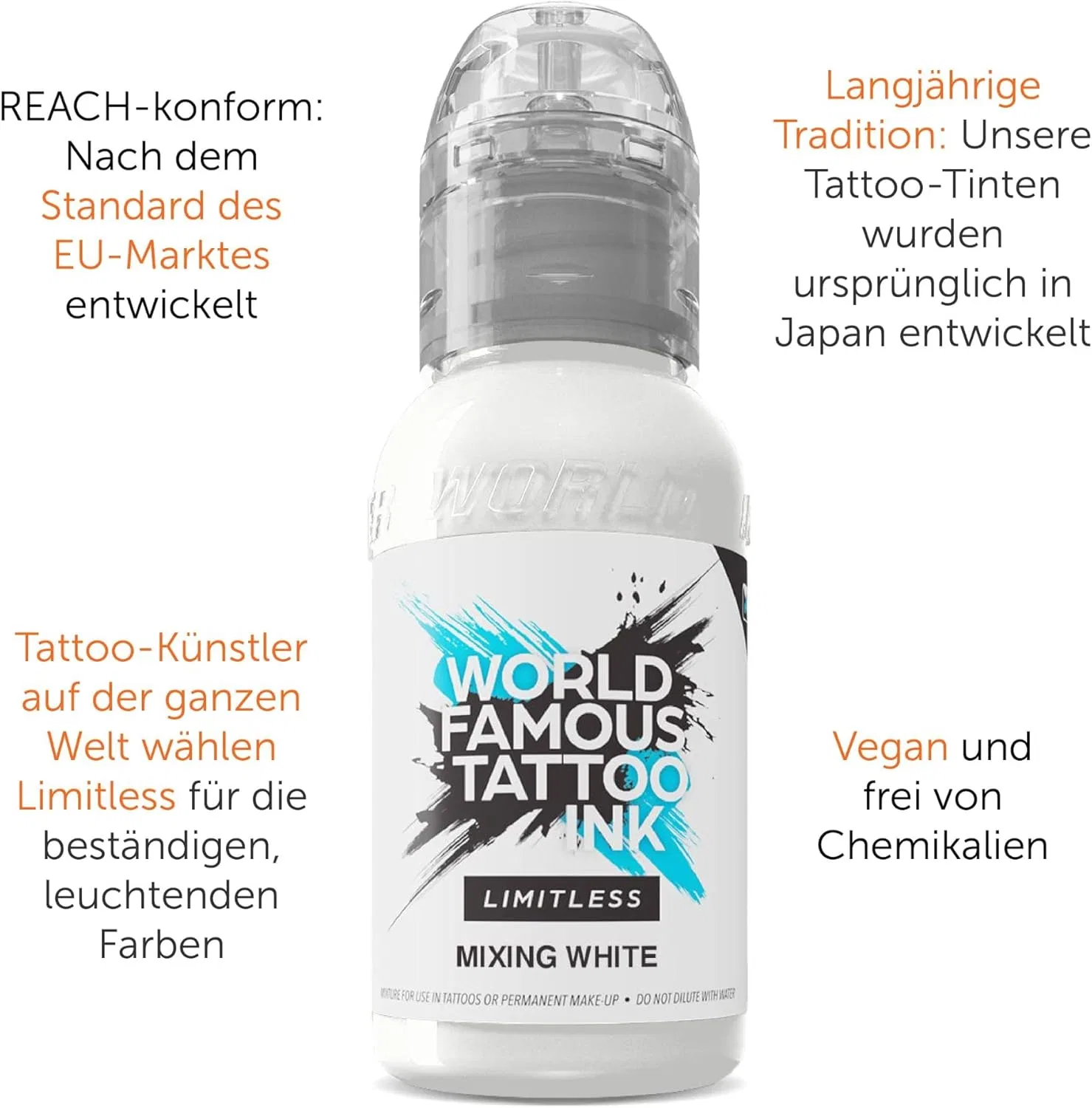 Профессиональная тату-краска «Limitless Mixing White» от World Famous Tattoo Ink World Famous Tattoo Ink — фото 2