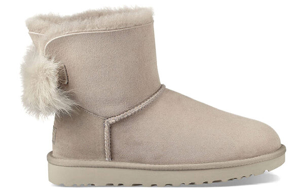 Кроссовки с пушистым бантом мини на флисовой подкладке Ugg, серый — фото 3
