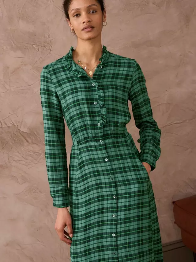 

Платье Brora Plaid Linen Blend Shirt, цвет mallard/thyme