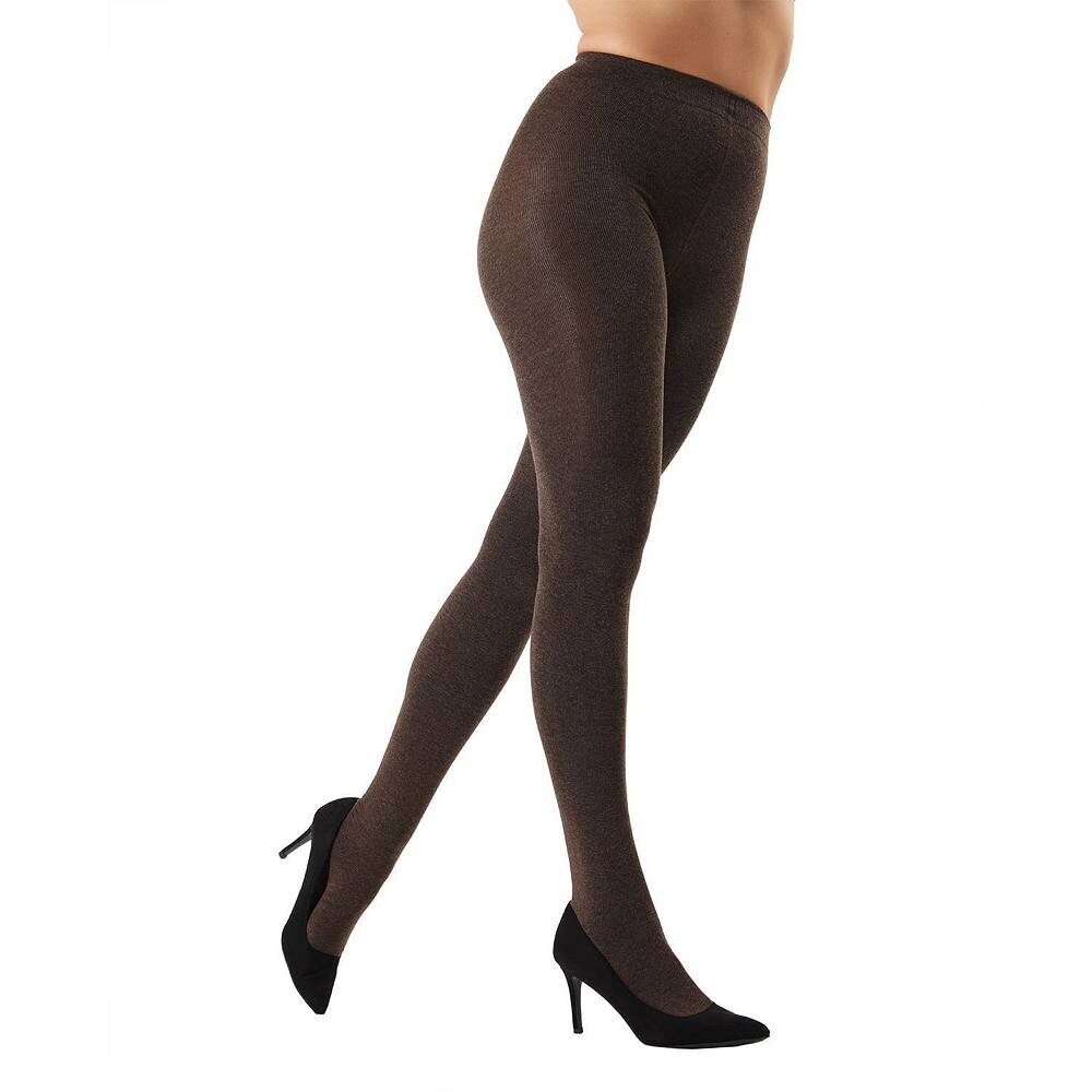 

Очень широкие плоские трикотажные колготки королевского размера MeMoi, цвет Brown Heather