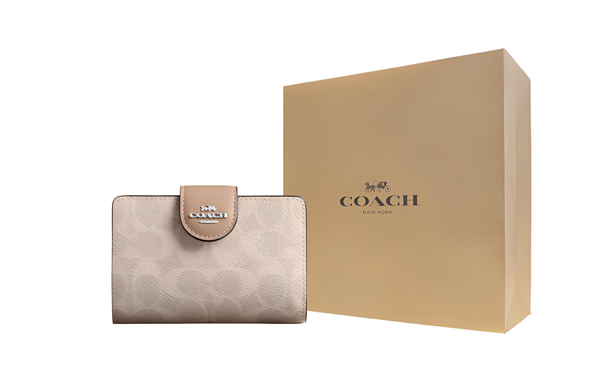 

COACH Сумка из натуральной кожи среднего размера женская песочная, Gift Box Set (Basic Set+Yellow Box)