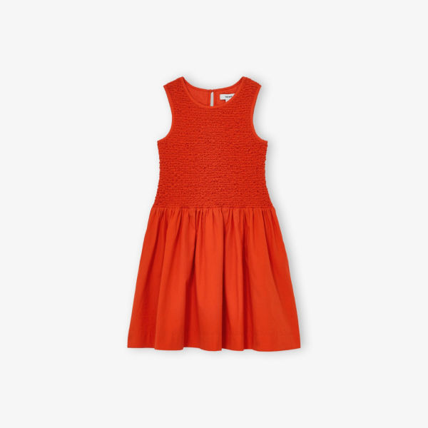 

Платье Reiss Annabella из хлопка с присборенным лифом 9-13 лет, красный