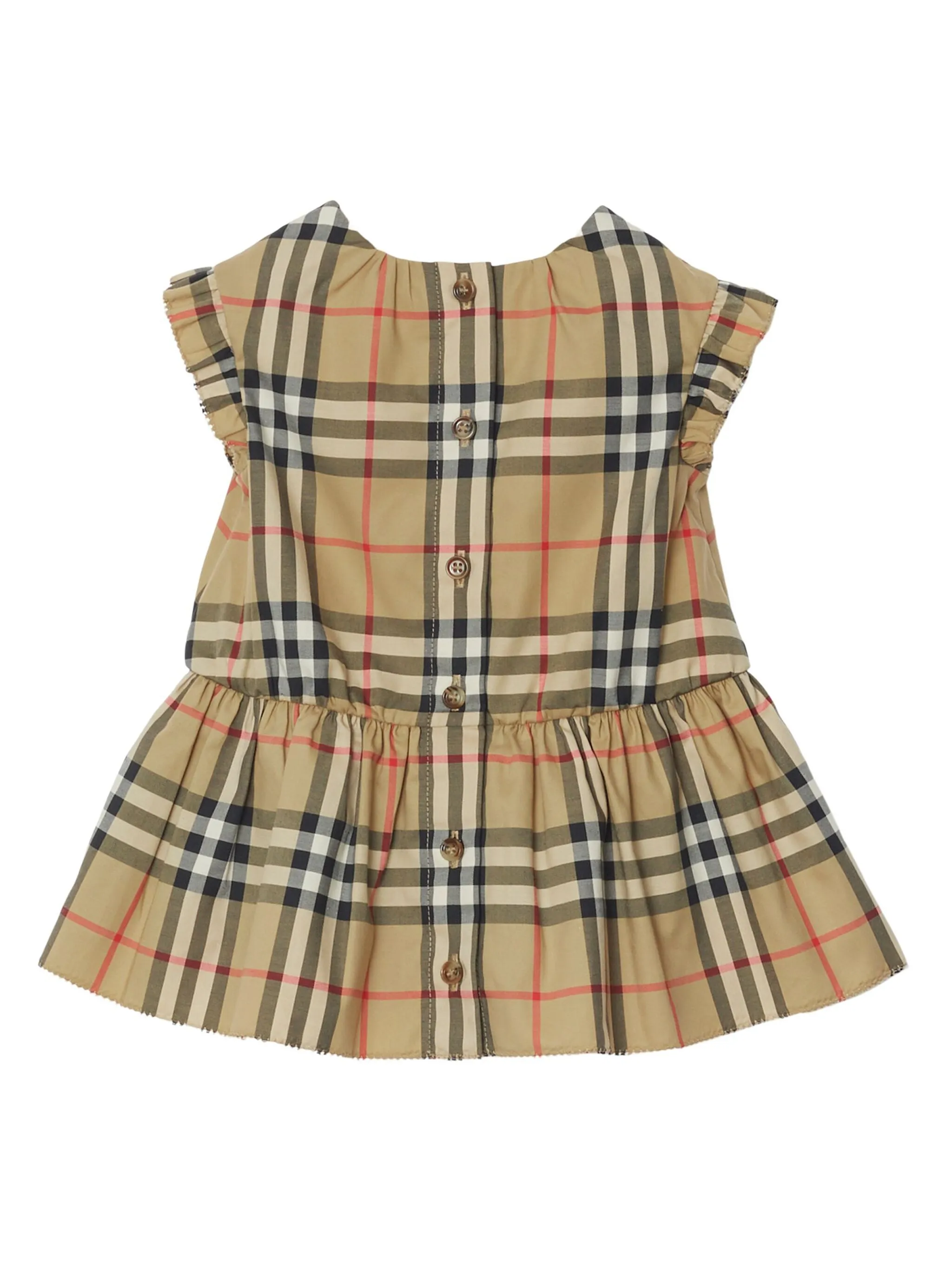 Платье в клетку House Check Burberry Kids, бежевый — фото 3