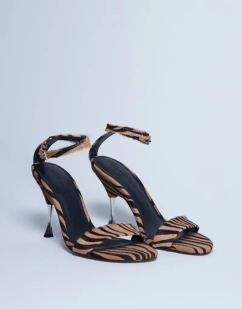 Туфли Topshop Fran из натуральной кожи с металлическим каблуком и тигровым принтом
