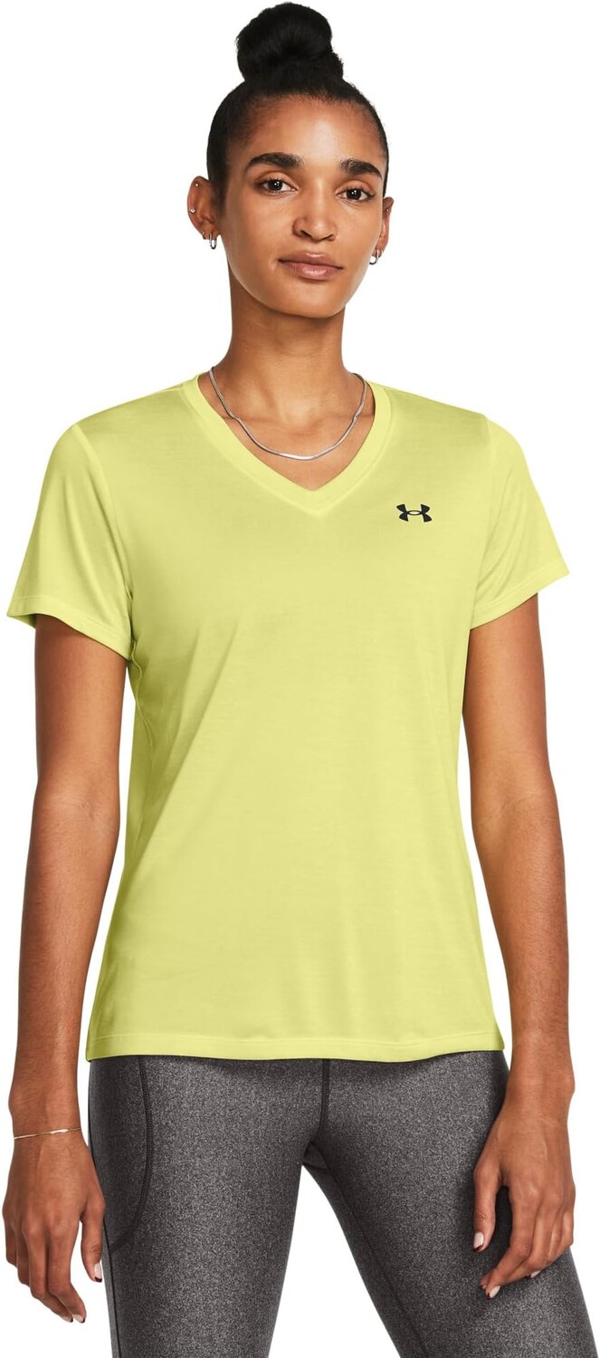 

Пуловер Under Armour Tech Short Sleeve V-Neck Twist, цвет Sonic Yellow/White/Black