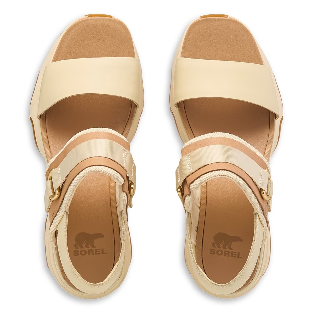 Сандалии на каблуке с ремешком Sorel, honey white/sea salt — фото 4