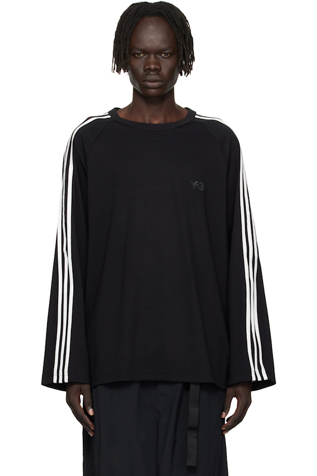 

Футболка с длинными рукавами и тремя полосками Y-3, черный