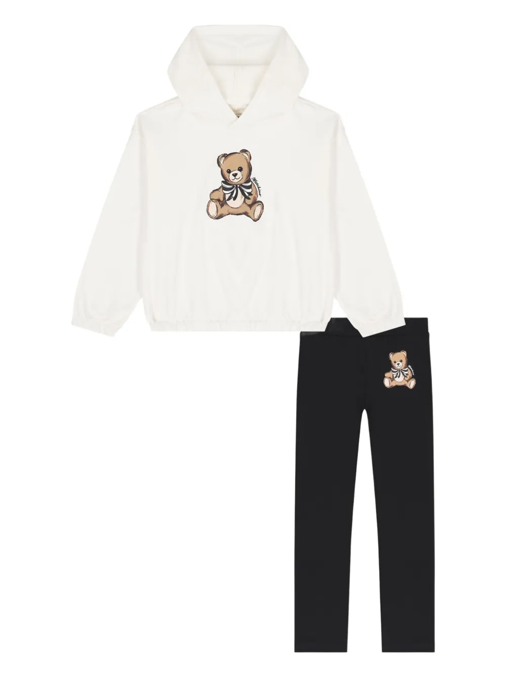 

Толстовка Girls Ivory & Black Teddy Bear Leggings Set Moschino Kids, белый