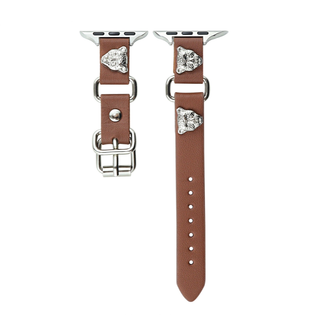 

CHENSONG Часы Strap Apple Compatibility Metal 49mm, Brown silver leopard