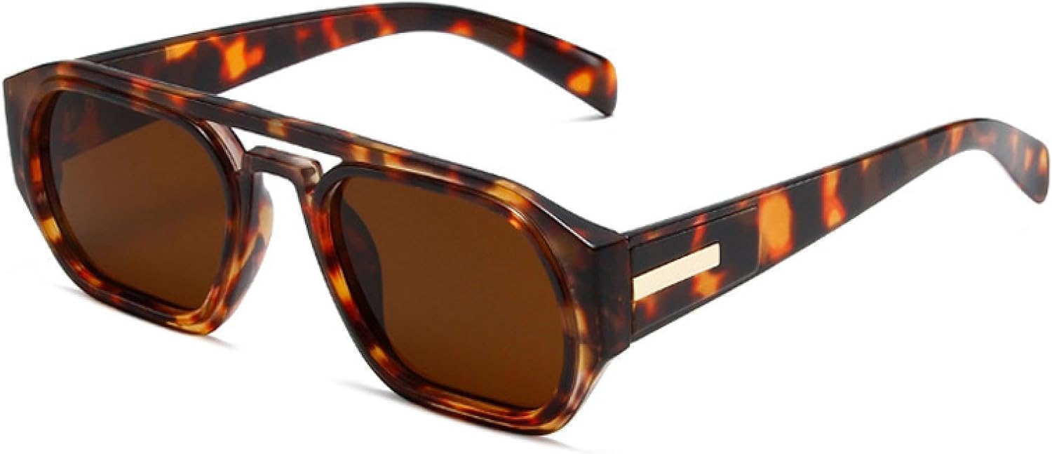 

Ретро солнцезащитные очки с двойными перемычками, многоугольные, женские, модные, оранжевые, с защитой от УФ-излучения UV400, мужские, прозрачные с градиентом generic, Leopard Tea