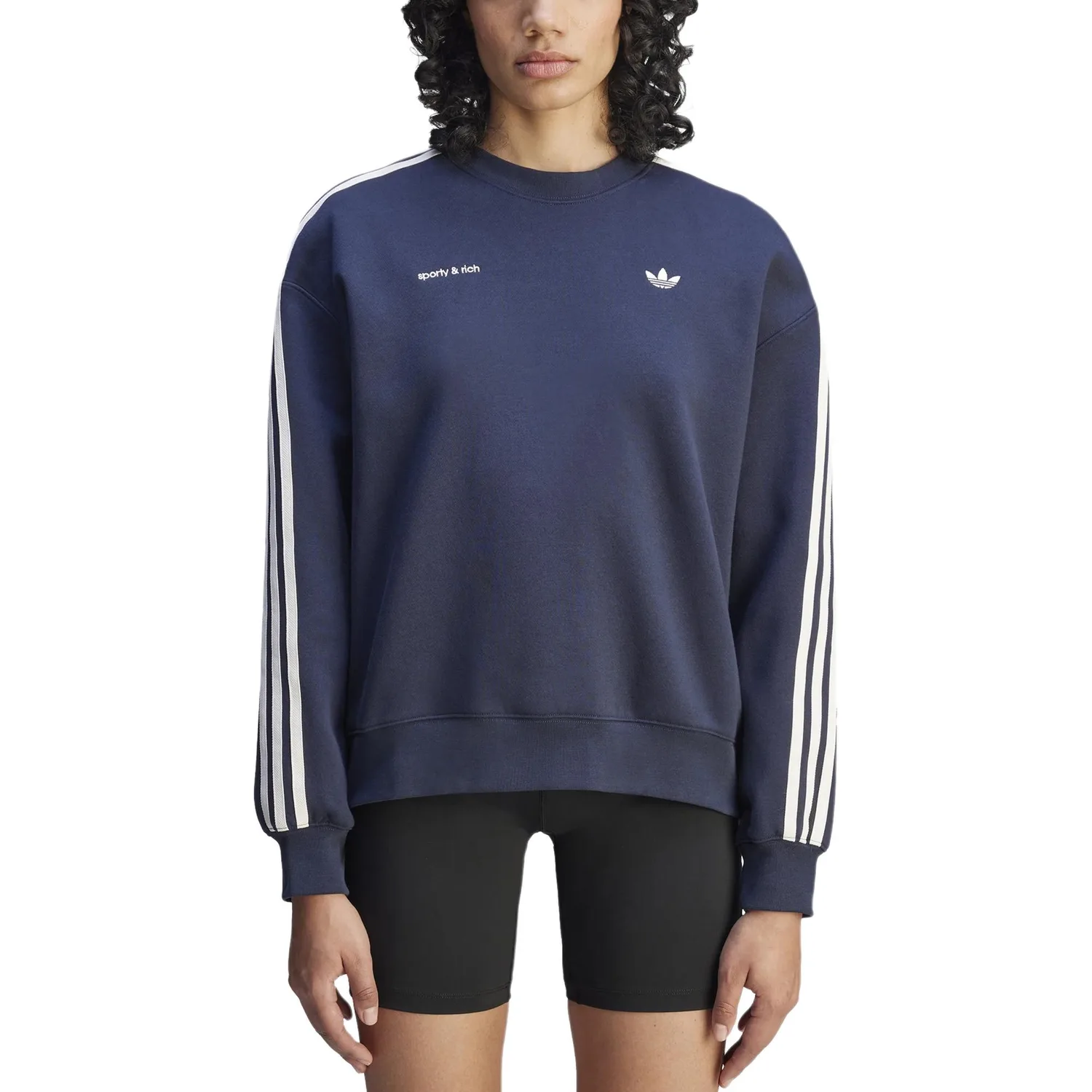 Спортивный свитер Sporty & Rich с тремя полосками Adidas Originals, темно-темно- синий синий — фото 4