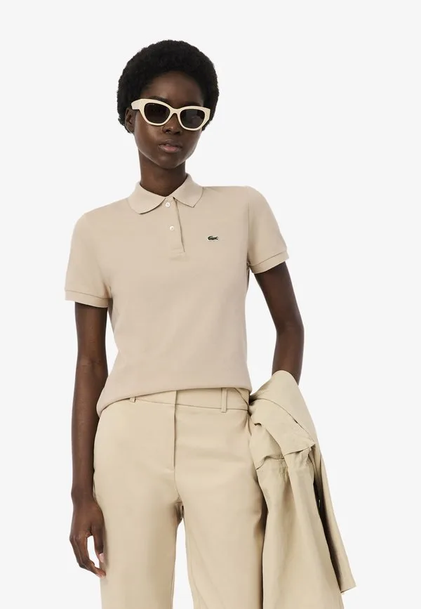 Рубашка поло Lacoste Beige-Xf, однотонная, бежевая
