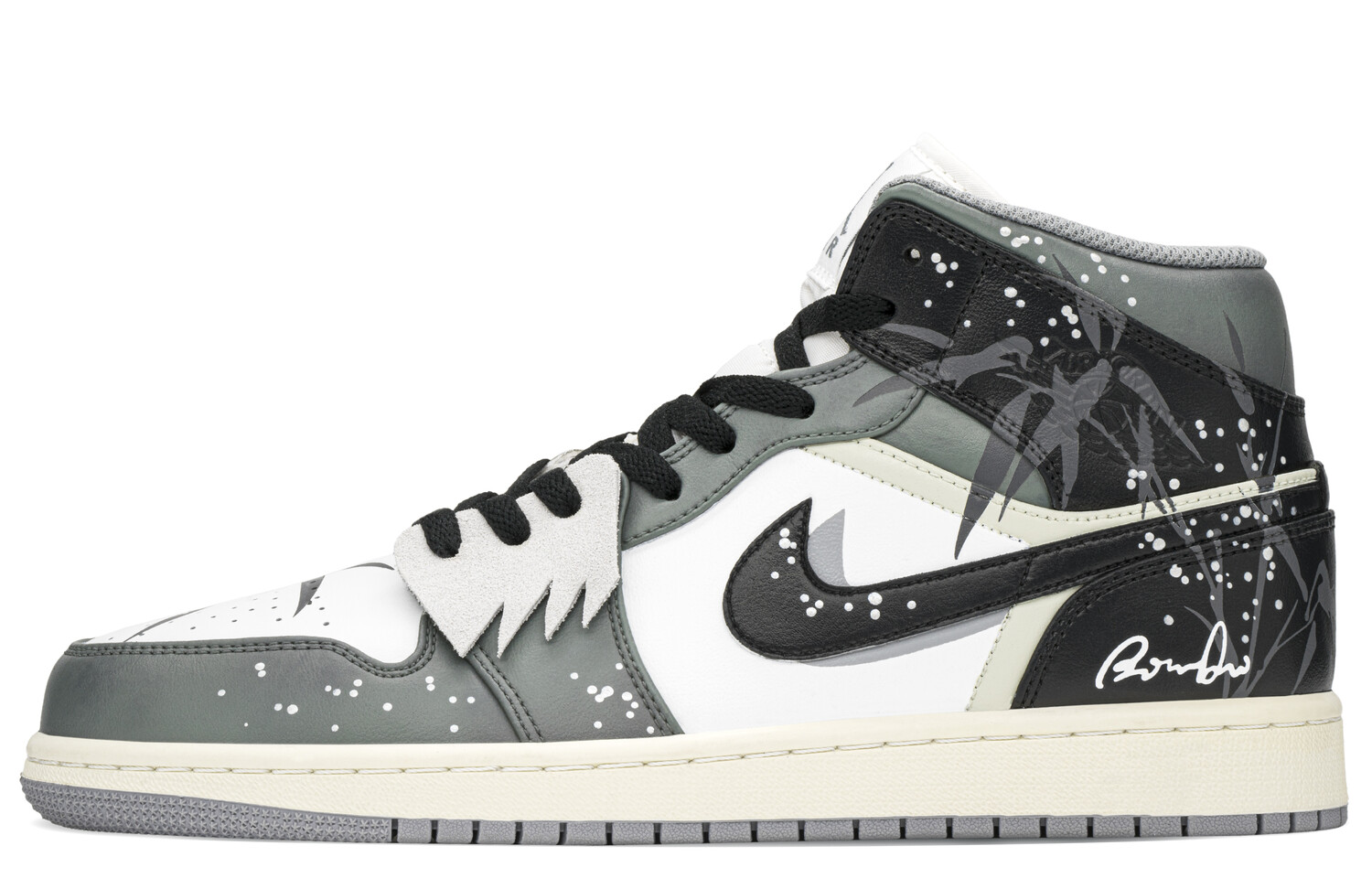 

Кроссовки Air Jordan 1 Vintage Basketball Shoes Men Mid-top Black/green, черный