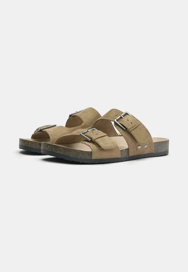 Сандалии-мюли Flat Pull&Bear, бежевый — фото 3