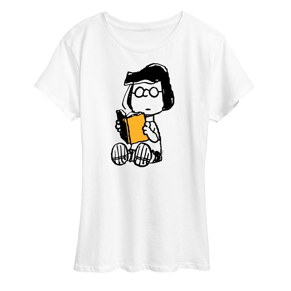 

Женская футболка с рисунком Peanuts Marcie Reading Licensed Character, белый