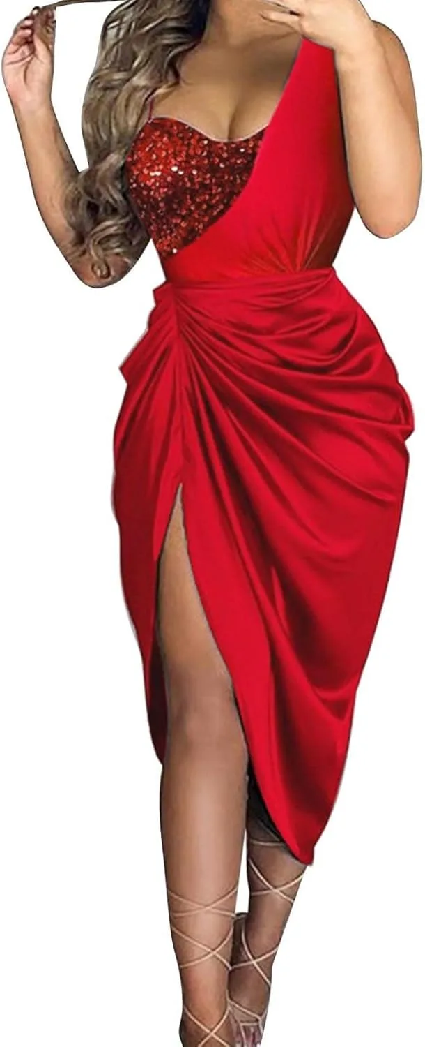 Generic Платье Off The Shoulder для женщин элегантное приталенное без рукавов с высоким разрезом и сборками длинное вечернее для гала-вечера