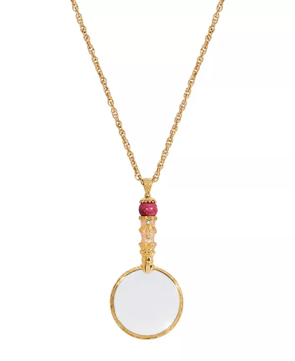 

Ожерелье-Лупа из бордового говлита 2028, pink