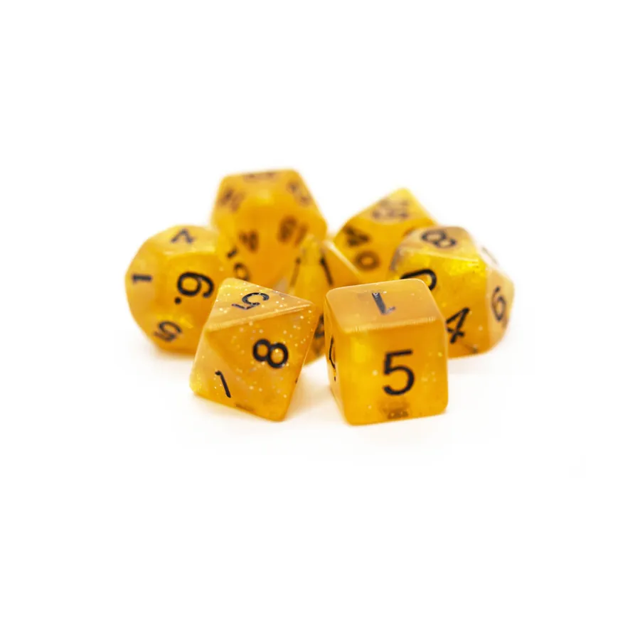 

Поли-набор полупрозрачный оранжевый с черным (7), Acrylic-Resin Dice - Sparkle