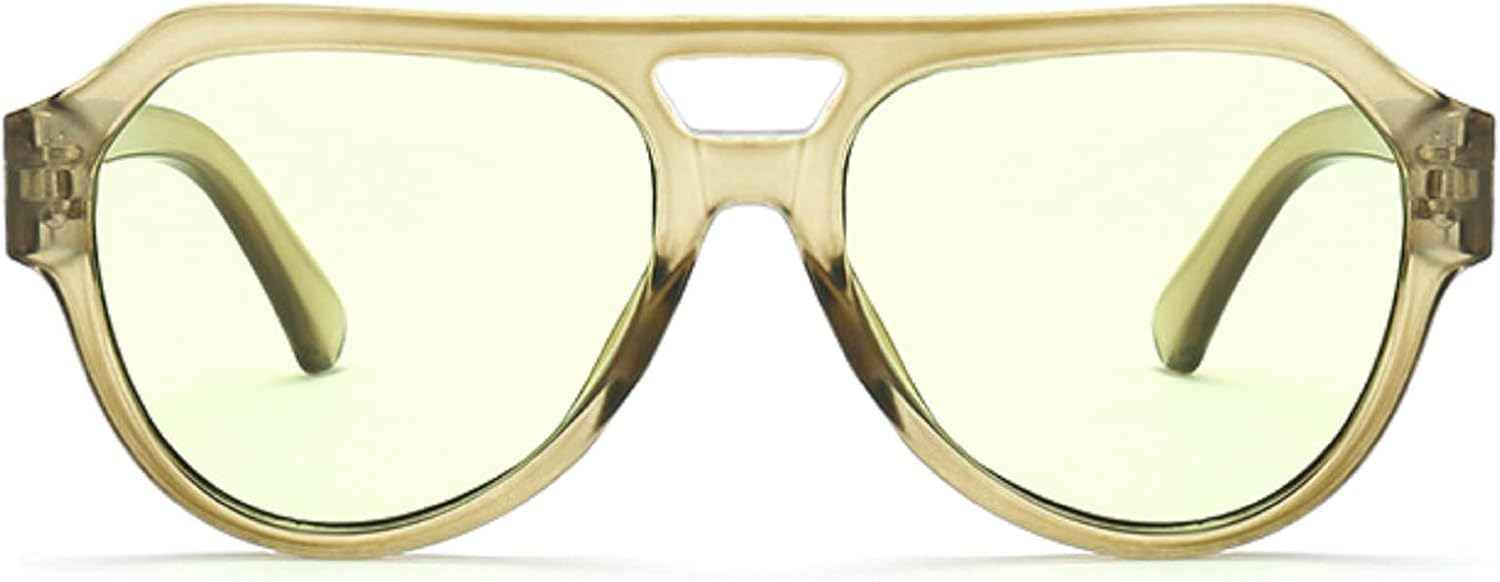 

Мужские солнцезащитные очки-пилот в стиле ретро с двойной перемычкой, сине-зеленые оттенки, защита от ультрафиолета UV400, модные женские солнцезащитные очки-пилот mincl, Green